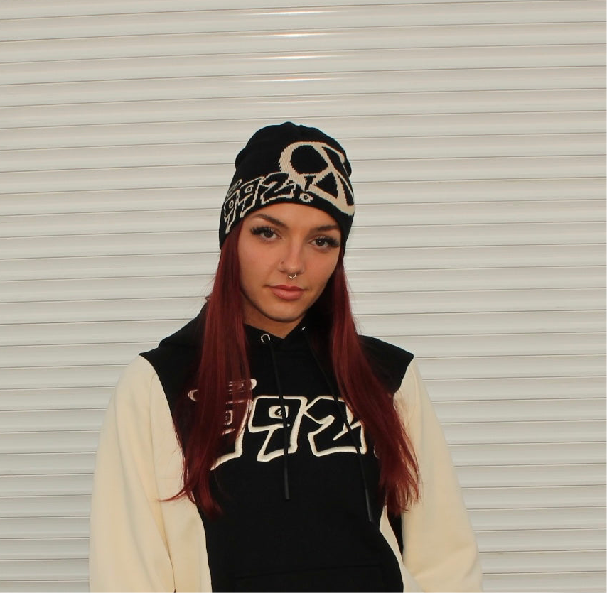 992 black graphic beanie