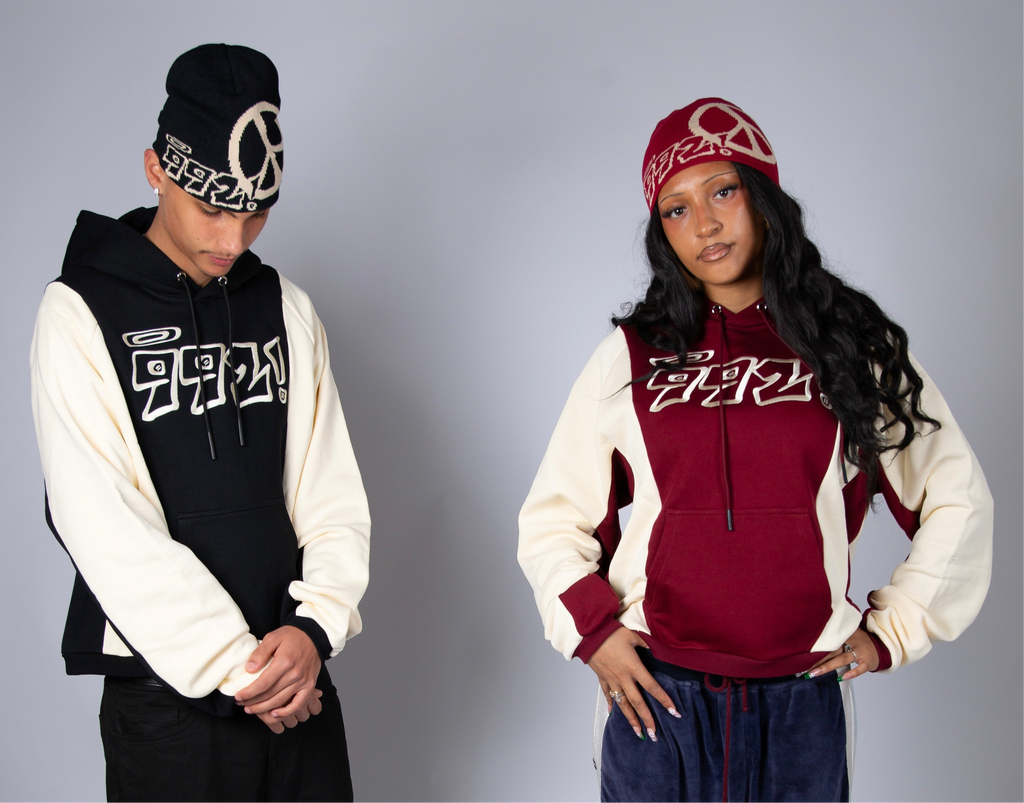 oversized burgundy embroidered block hoodie