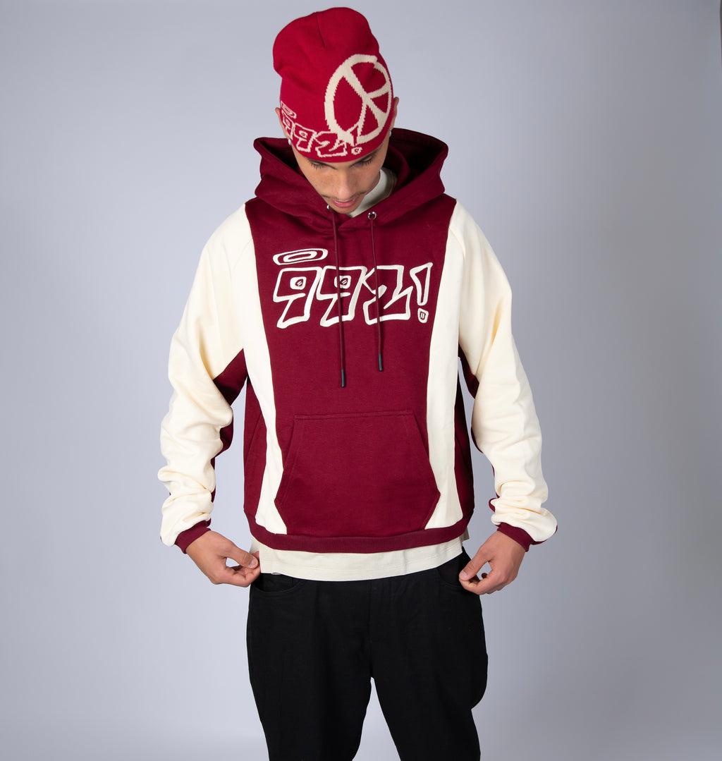 992 ‘peace’ graphic burgundy beanie
