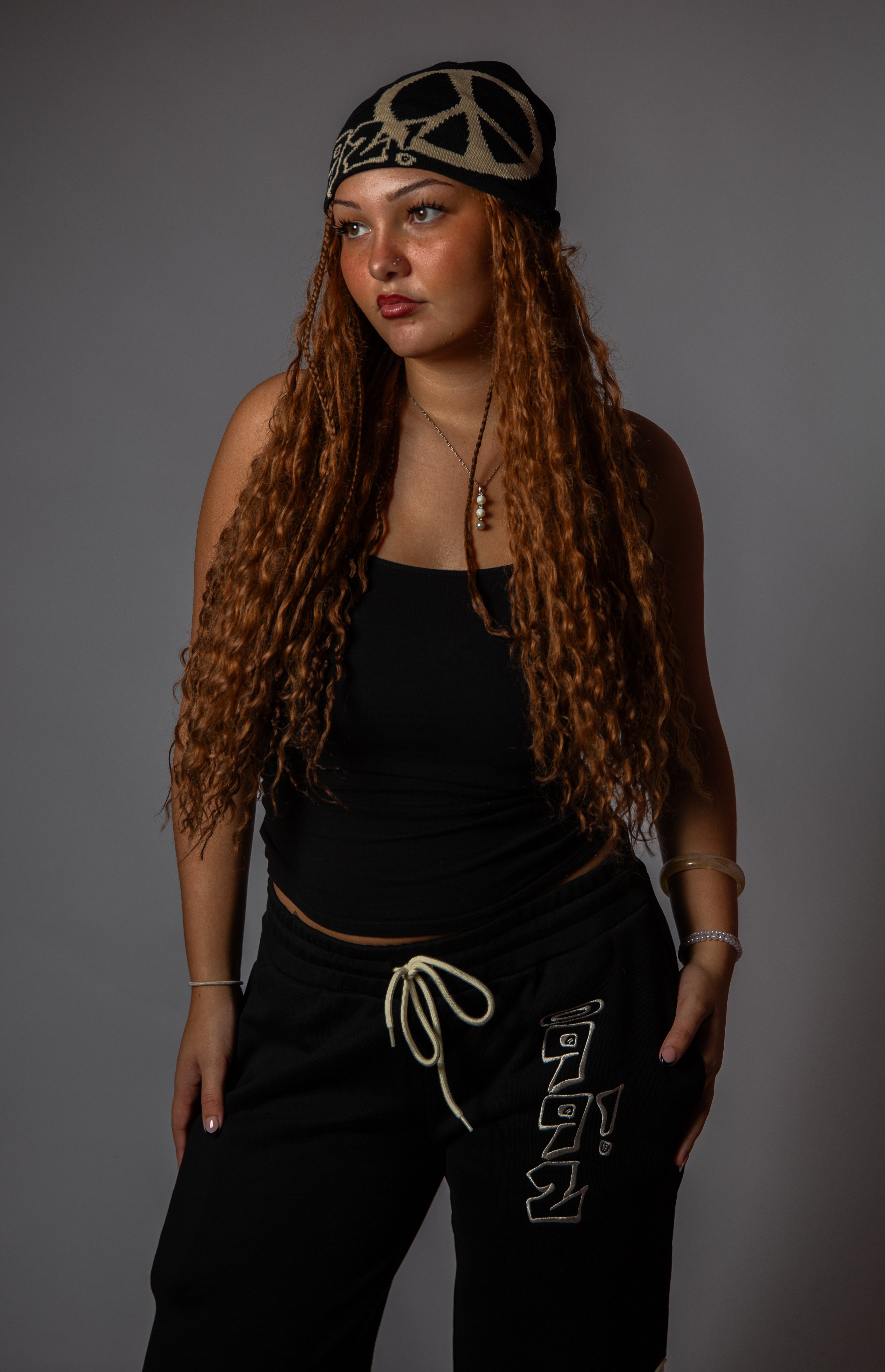 992 black graphic beanie