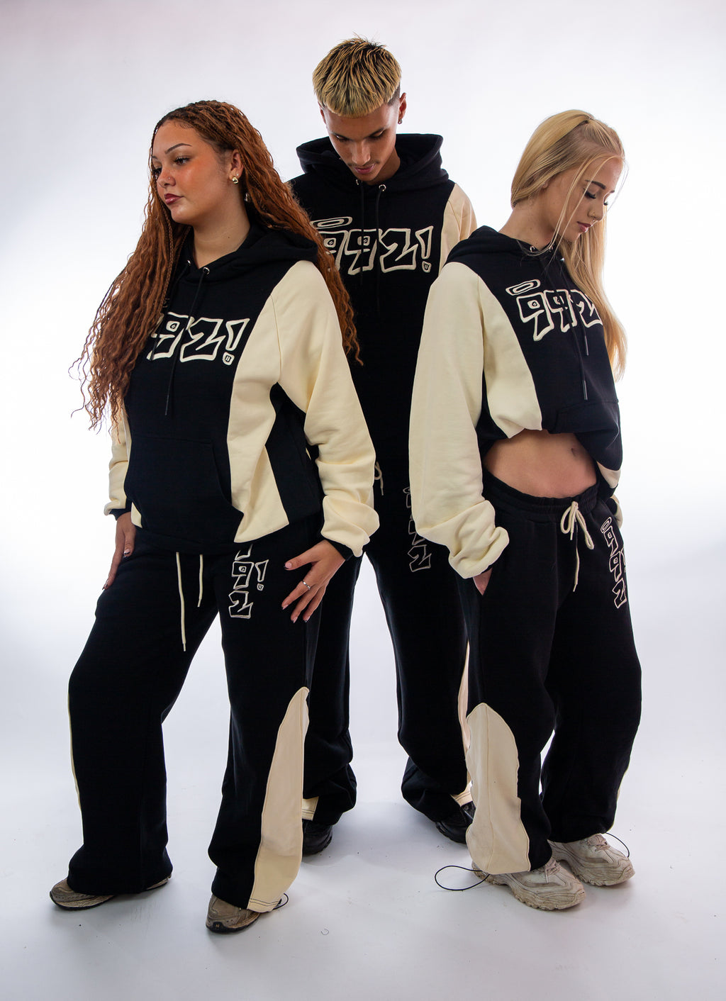 two tone embroidered joggers